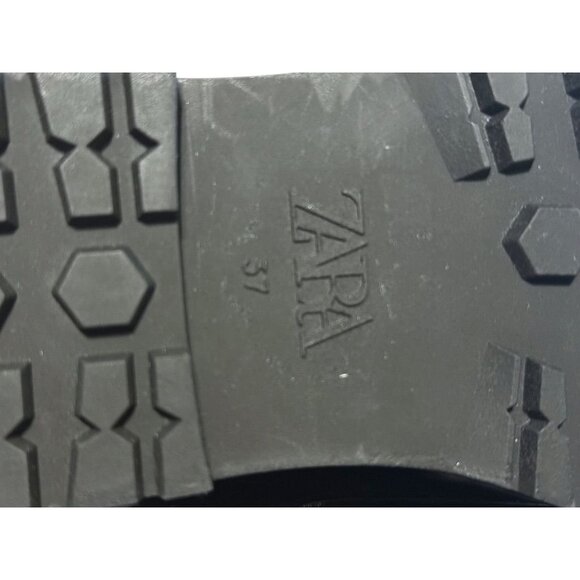 Zara Black Leather Combat Boots With Triple Buckles & Side Zipper EU 37 NWOB - Picture 7 of 8